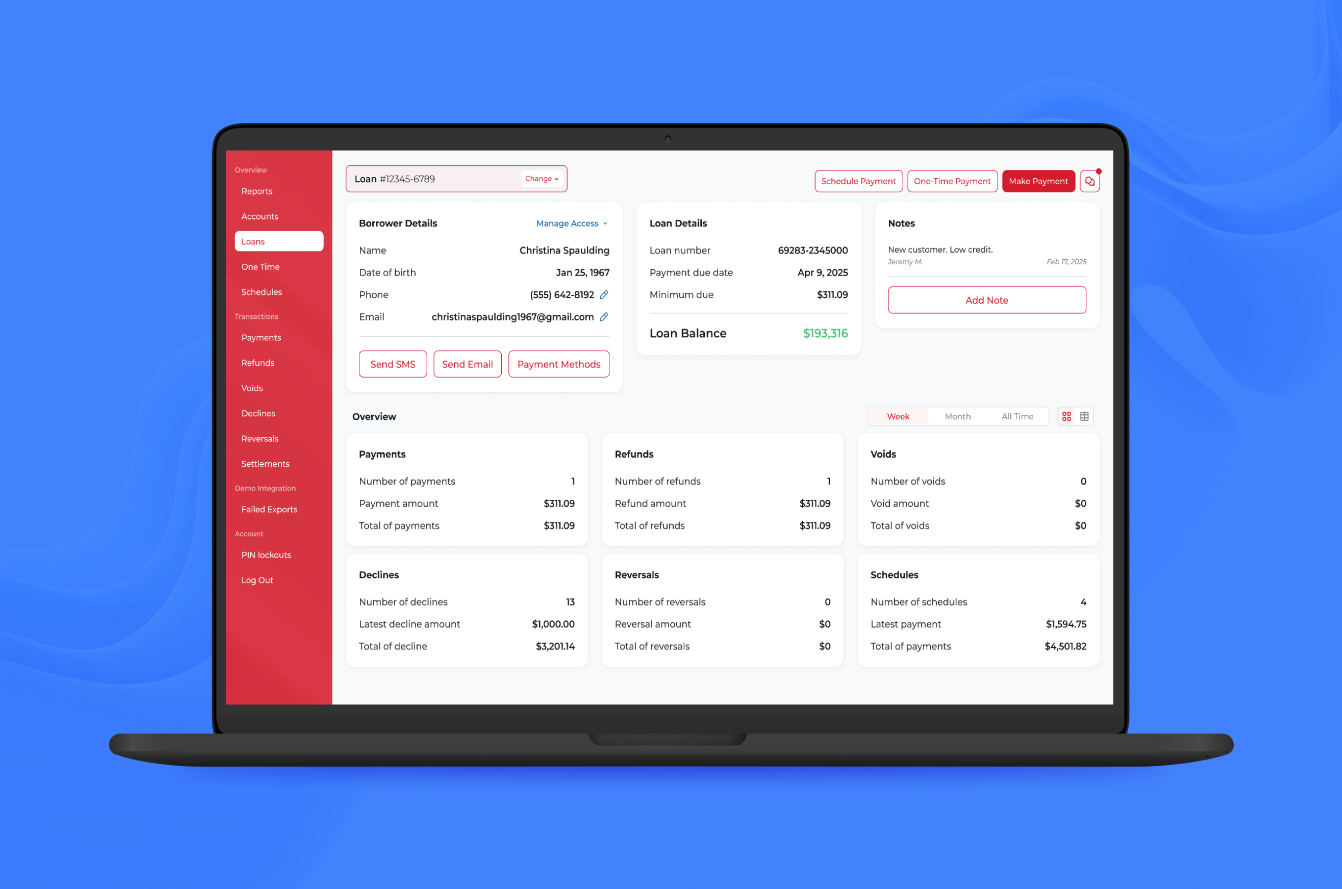 MessagePay web app for client account and loan management