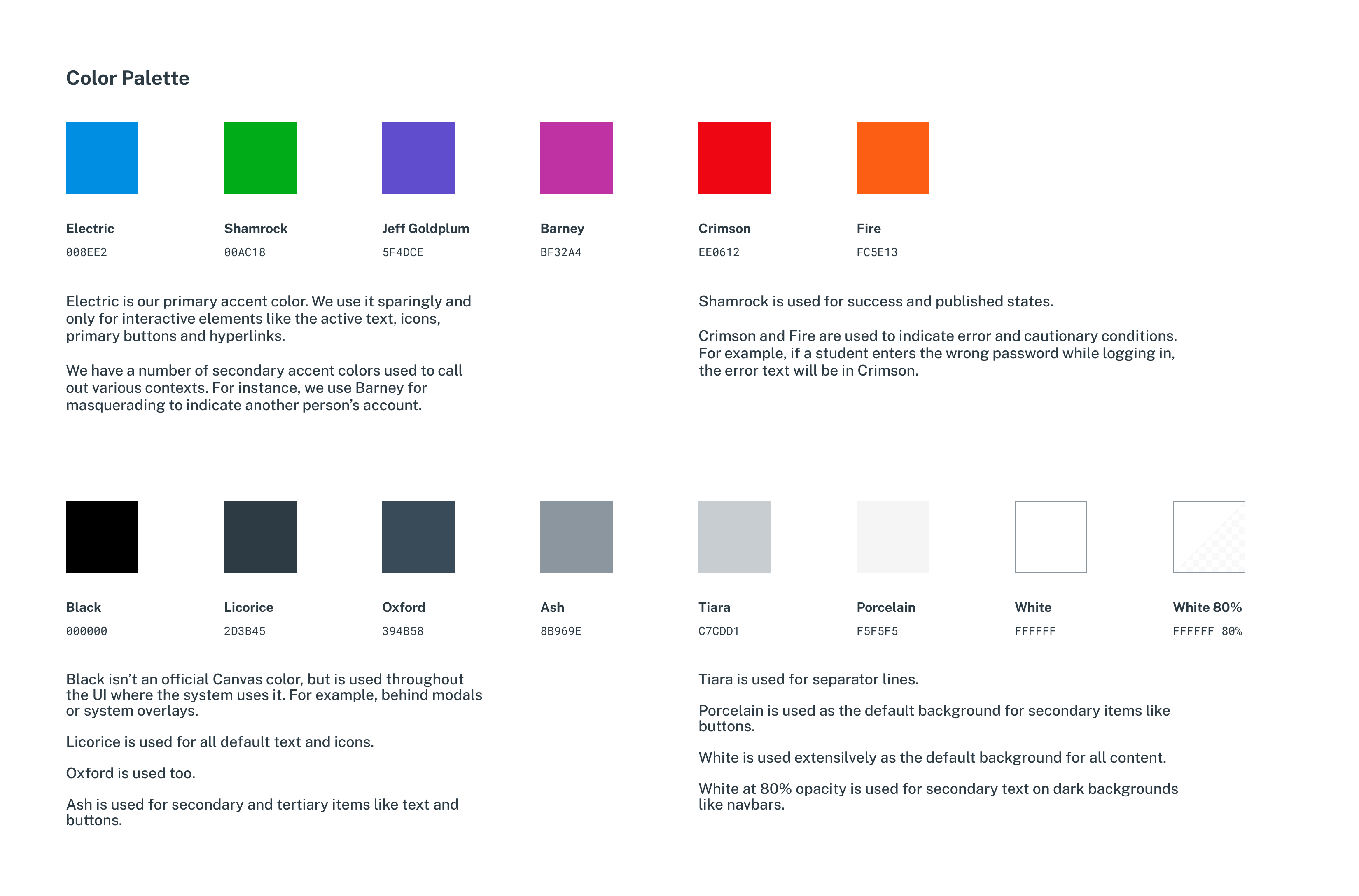 Canvas Teacher App Color Palette