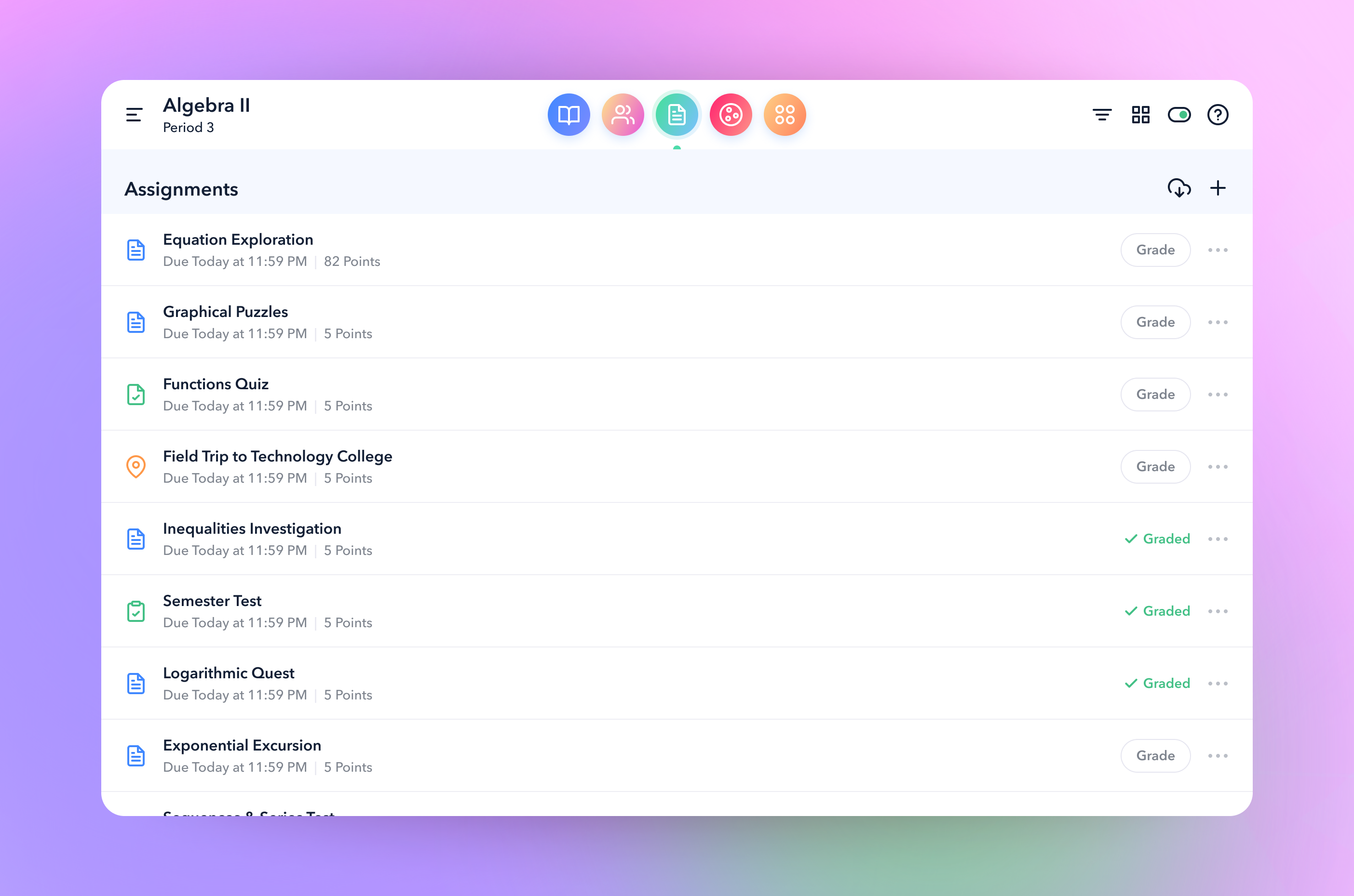 Oncore education app and grading