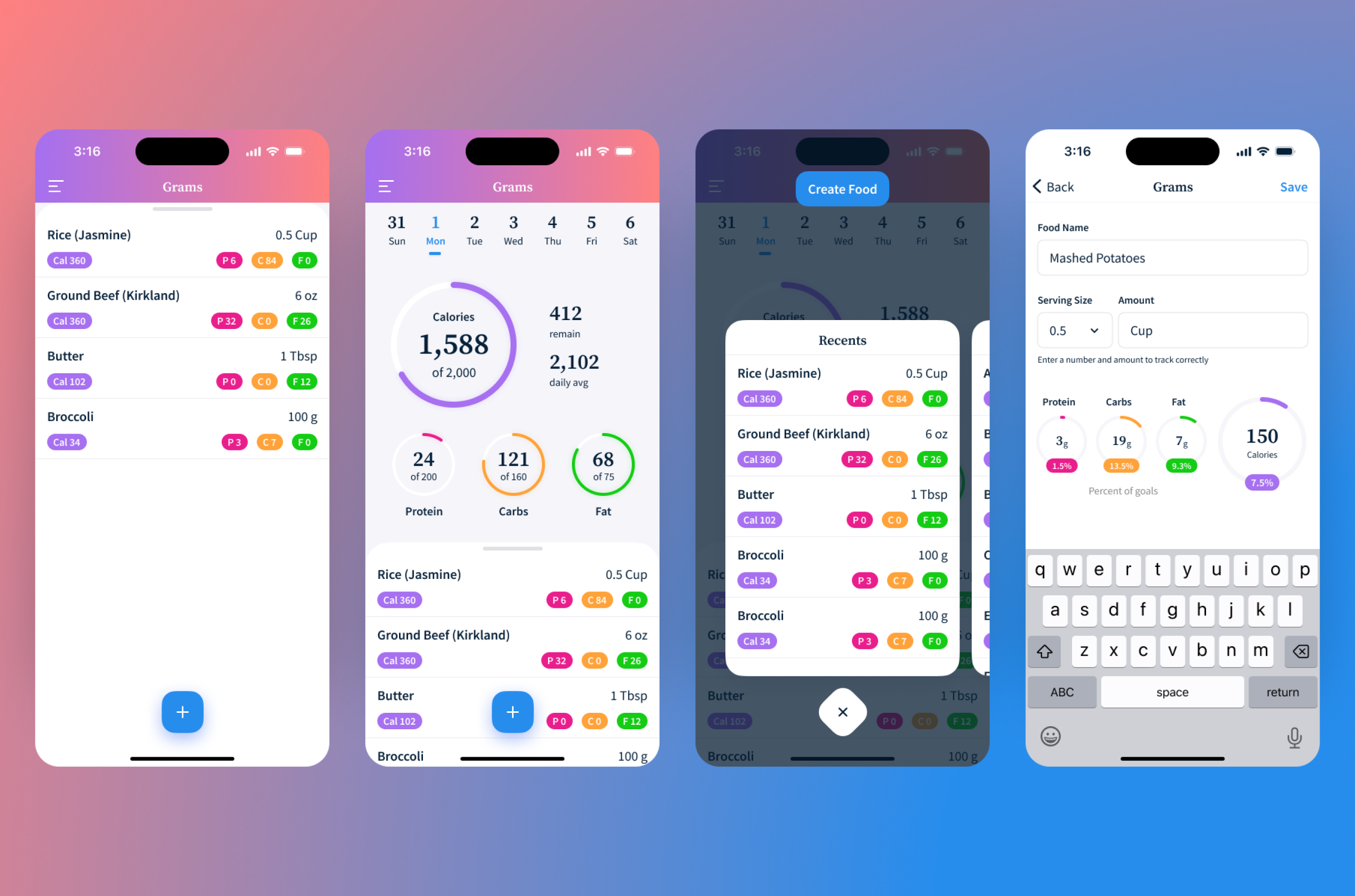 Grams iOS app, designed by Manspaugh